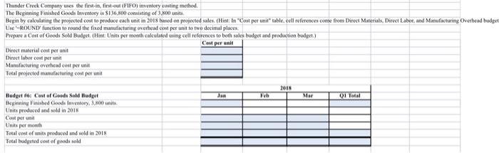 and formulas please!! :) !!NEED BUDGET #5-7 I put the previous budgets