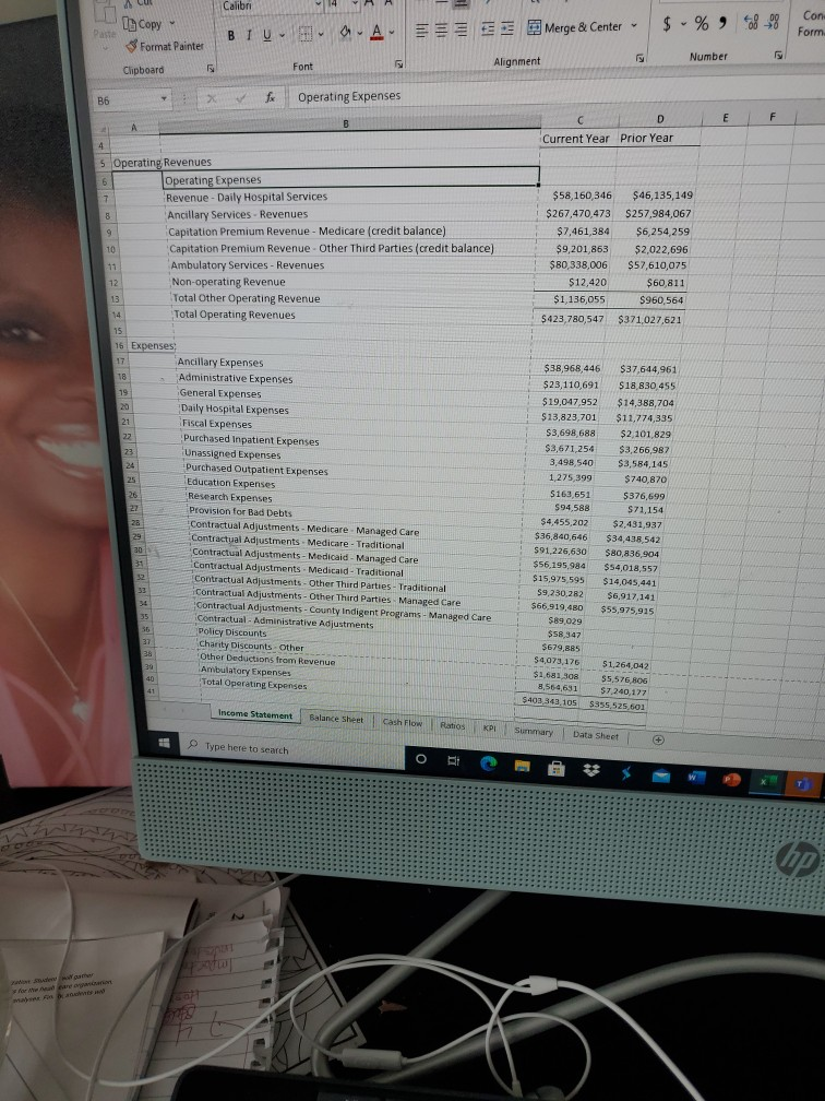 order correct. Operating Revenues Operating Expenses Revenue - Daily Hospital Services $58,160,346