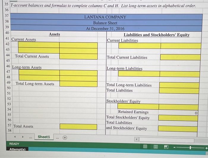 to the T-Accounts and has asked you to prepare the classified balance