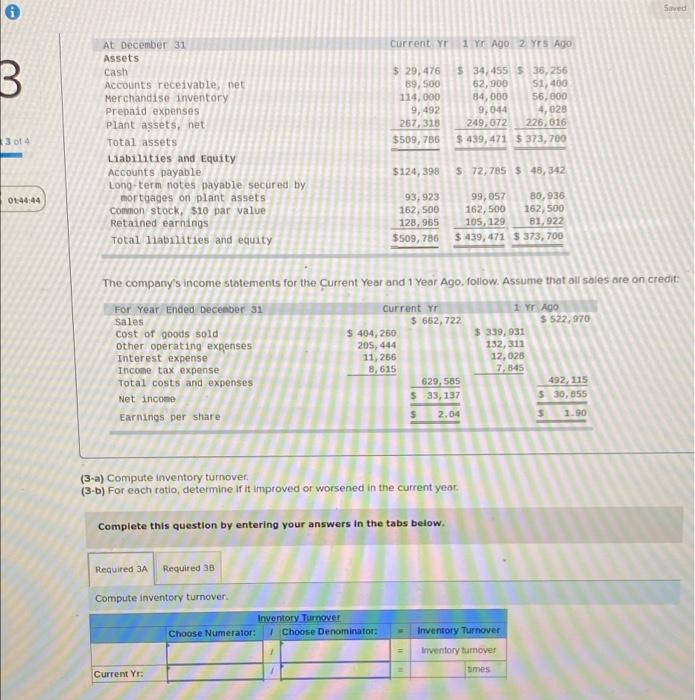  Saved Current Yr 1 Yr Ago 2 YS AGO B At