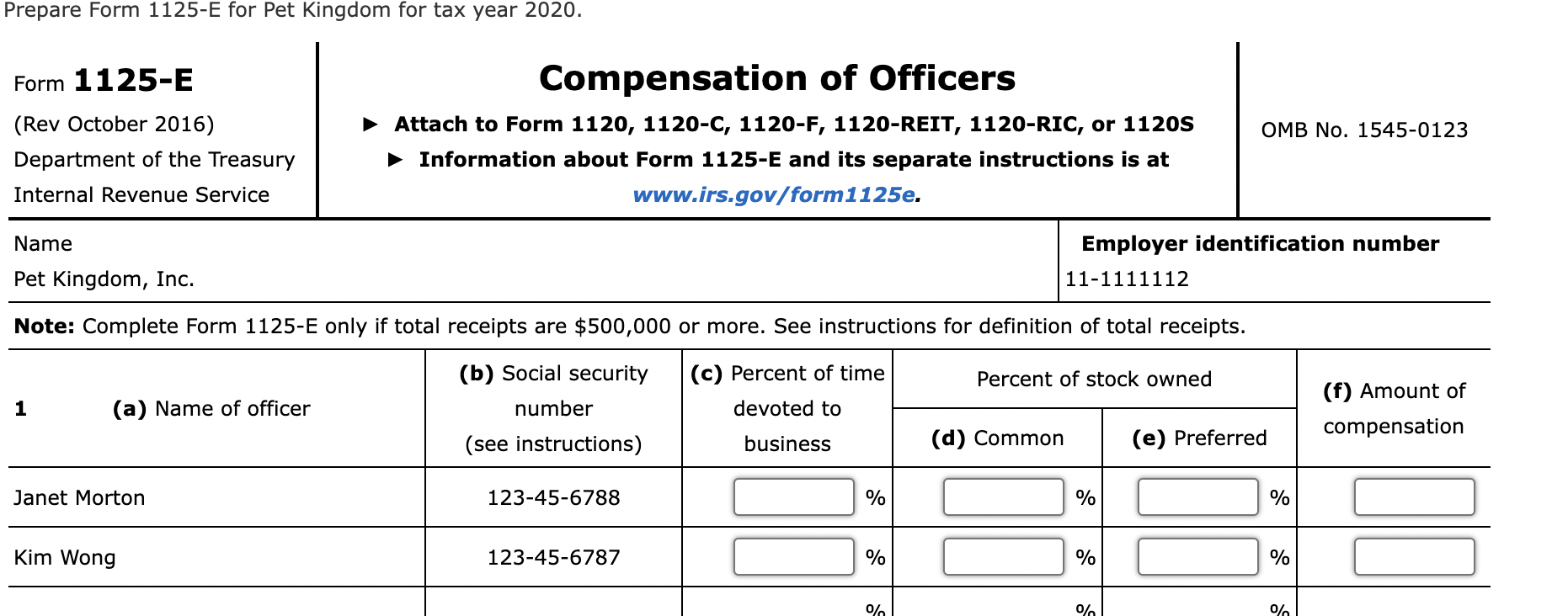 Note: This problem is for the 2020 tax year. On November 1,