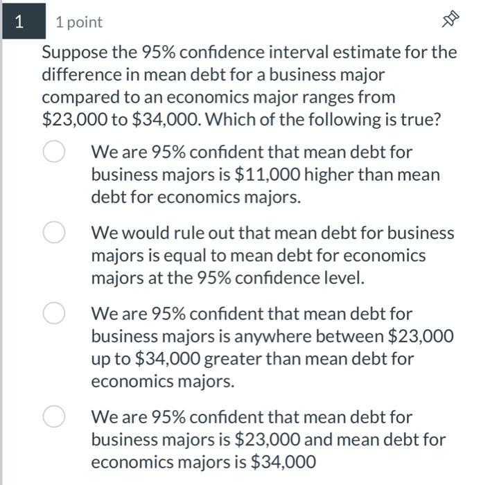  oint ose the 95% confidence interval estimate for the rence in