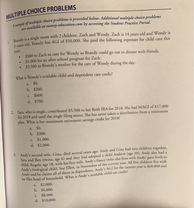  MULTIPLE CHOICE PROBLEMS A sample of multiple choice Cultiple choice problems