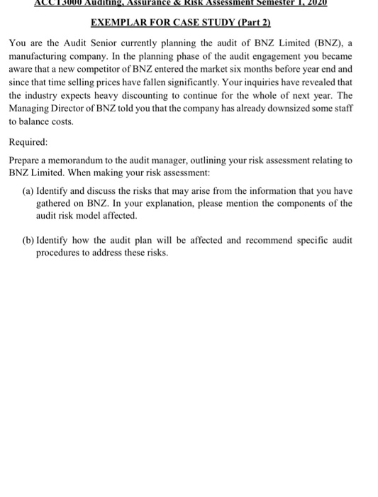 Audit Senior currently planning the 30 June 20x9 audits of Comp Limited