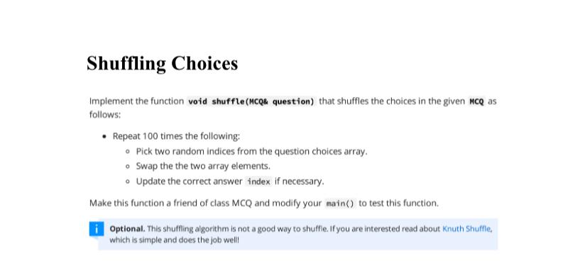  A Question Bank! In this exercise, you will implement a hierarchy