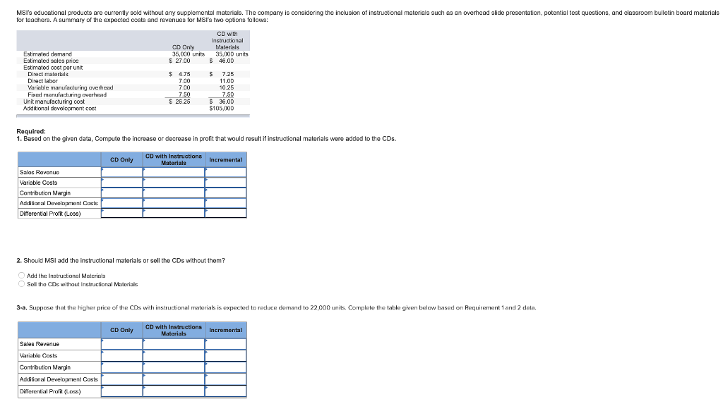 Decision, E7-8 Analyzing Sell-or-Process-Further Decision (The folowing information applies to the questions