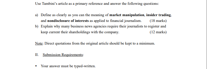  Use Tambini's article as a primary reference and answer the following