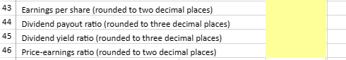 debt management purposes. \begin{tabular}{l|l} \hline 43 & Earnings per share (rounded to