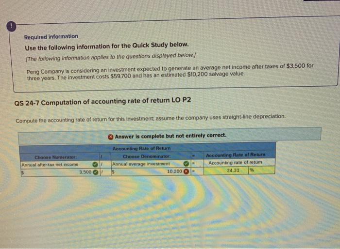  Required Information Use the following information for the Quick Study below.