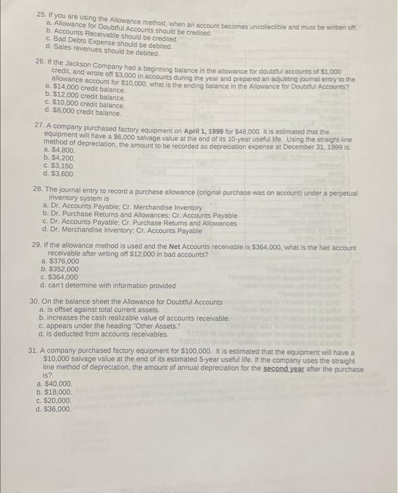 revenues should be debited 26. If the Jackson Company had a beginning