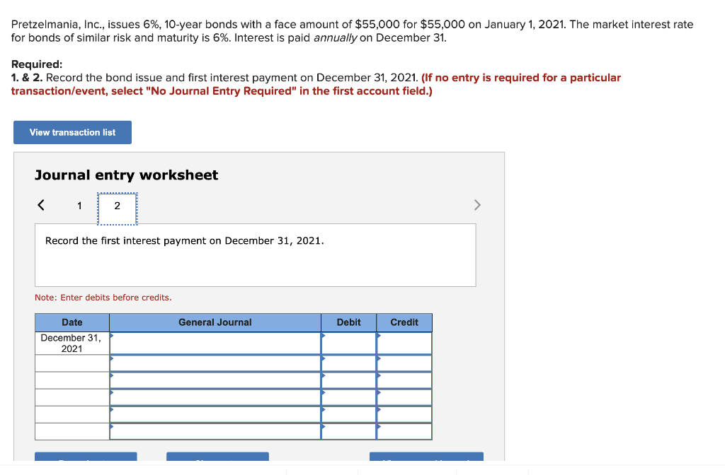 $55,000 for $55,000 on January 1, 2021. The market interest rate for
