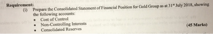 controlling interests, and consolidated reserves as asked. thannk you. Question 3 Answer