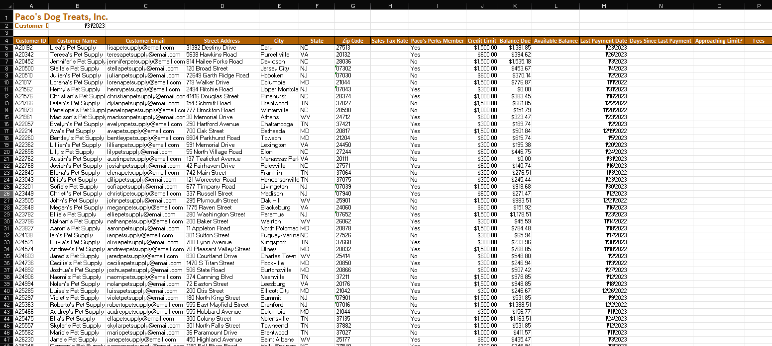 Product ID for the first item is ODB-016SPKN.) Copy the formula down