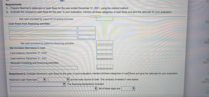 or a minus New Statement Year Cash flows from operating activities Newman