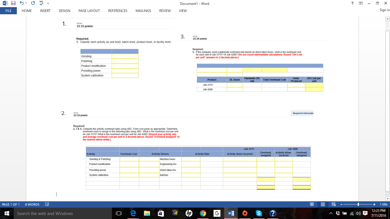 CHAPTER 17. PLEASE ANSWER ALL Part 1,2 & 3. Thanks!! The following