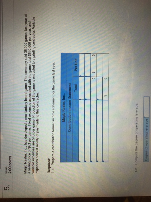  ? 5 value 2.00 points Magic Realm, Inc., has developed a