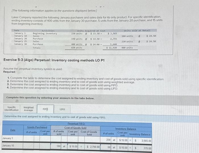 ending inventory consists of 400 units from the January 30 purchase, 5