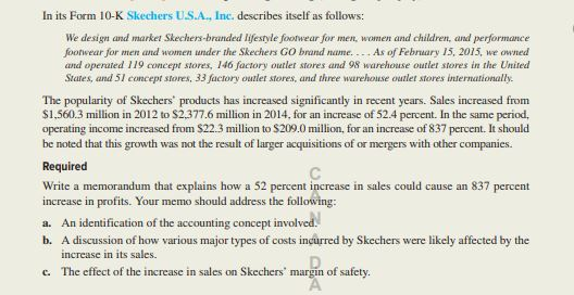 I need some help with this problem. In its Form 10-K Skechers