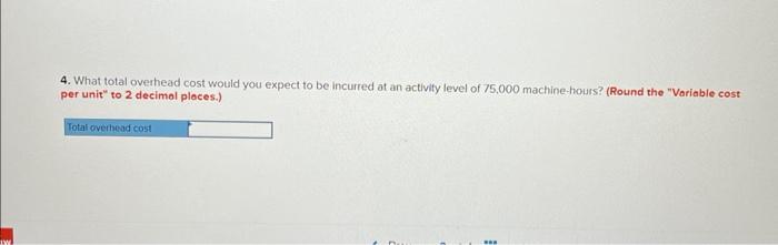 cost per unit" to 2 decimal places.) 4. What total overhead cost