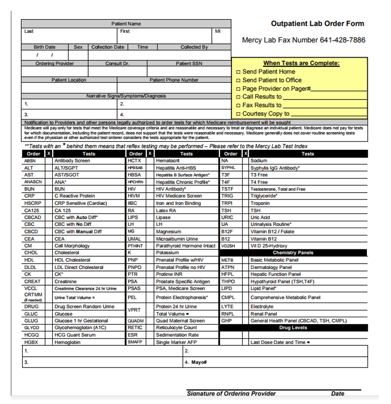 The physician provided a copy of the paperwork used in the office