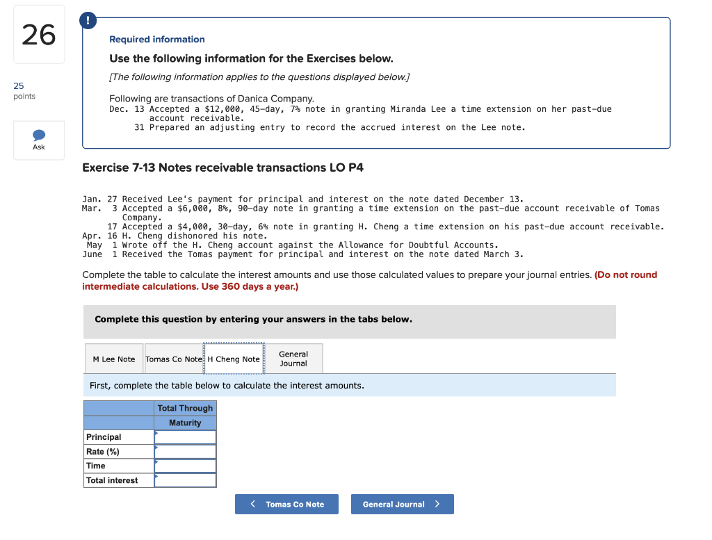 26 25 points Required information Use the following information for the Exercises