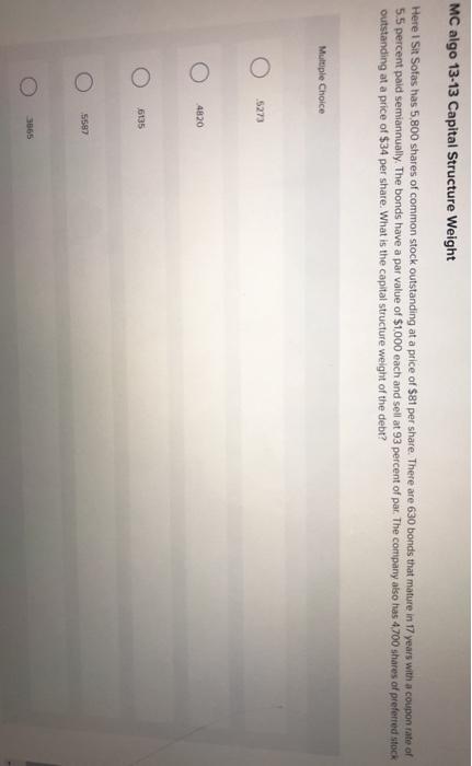  MC algo 13-13 Capital Structure Weight Here I Sit Sofas has