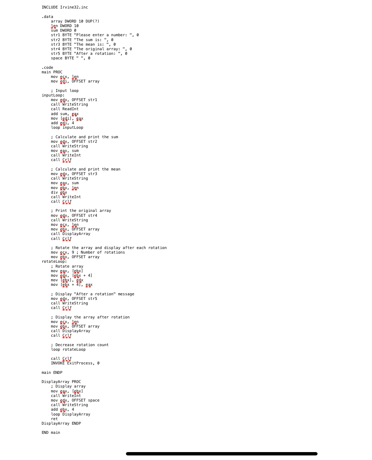  Why is this code giving an error at div ebx at