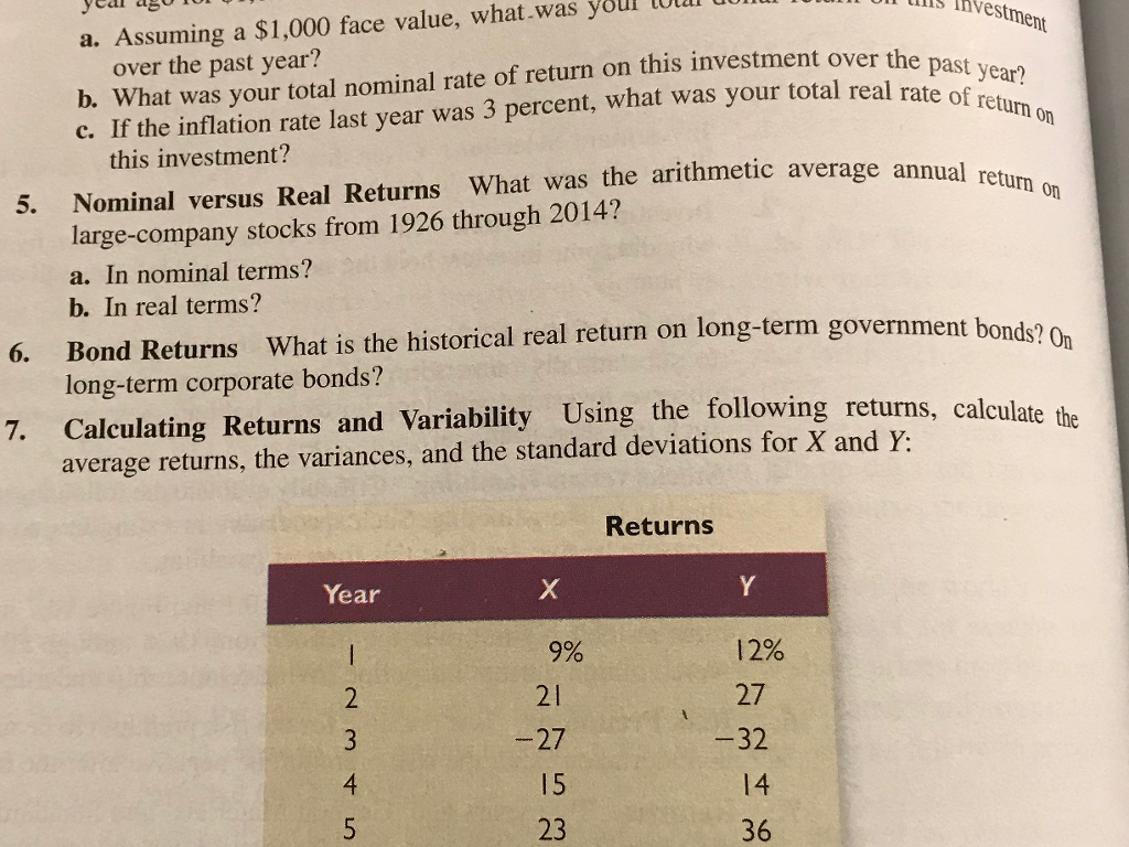 Calculating Returns and Variablity. Using the following returns, calcuate the average returns,