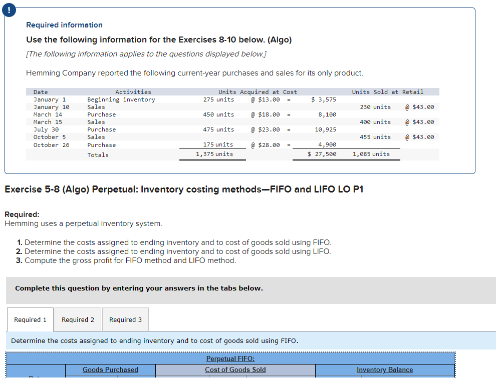  \begin{tabular}{|l|l||l|} \hline Required 1 & Required 2 & Required 3 \\