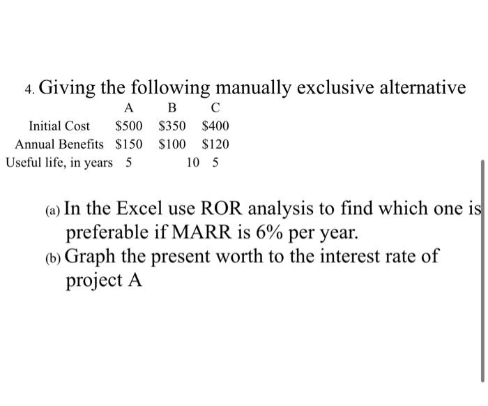 this is for engineering economy, i need this solved on excel following