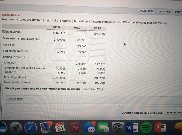  CALCULATOR FULL SCREEN PRINT Exercise 8-6 Two or more items are