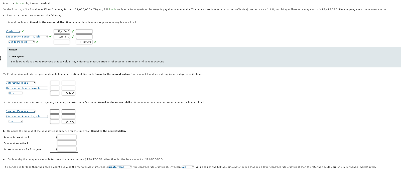  Amortize discount by interest method a. Journalize the entries to record