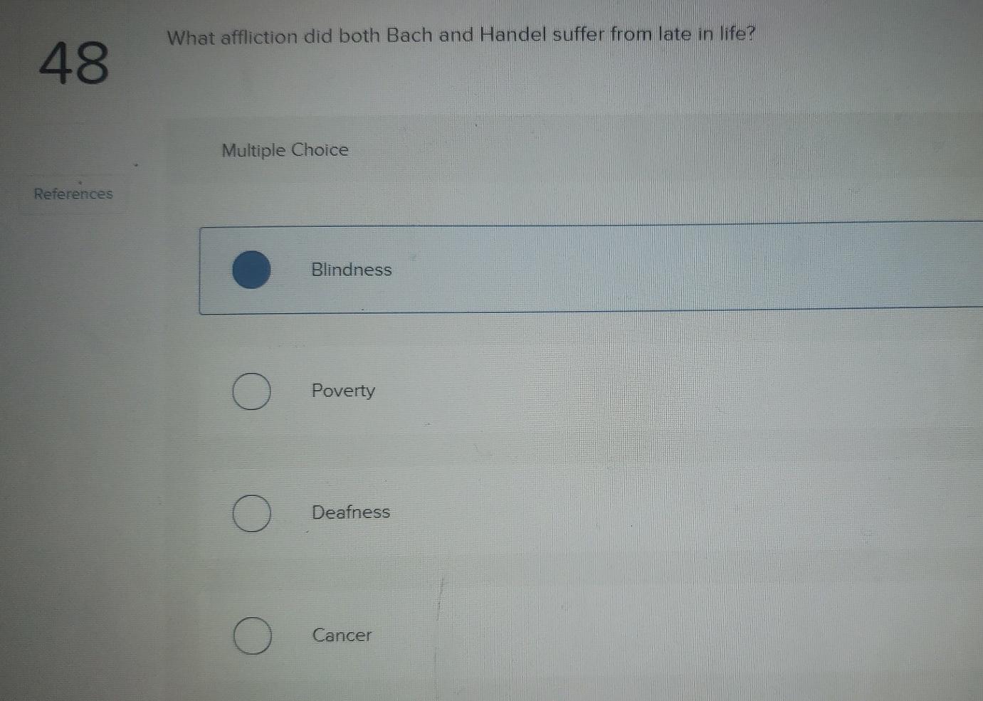 I need help please What affliction did both Bach and Handel