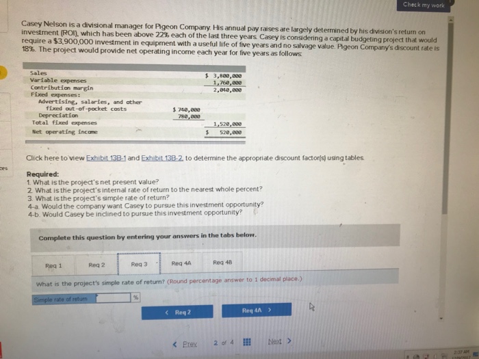 three years Casey is considering a capital budgeting project that would require