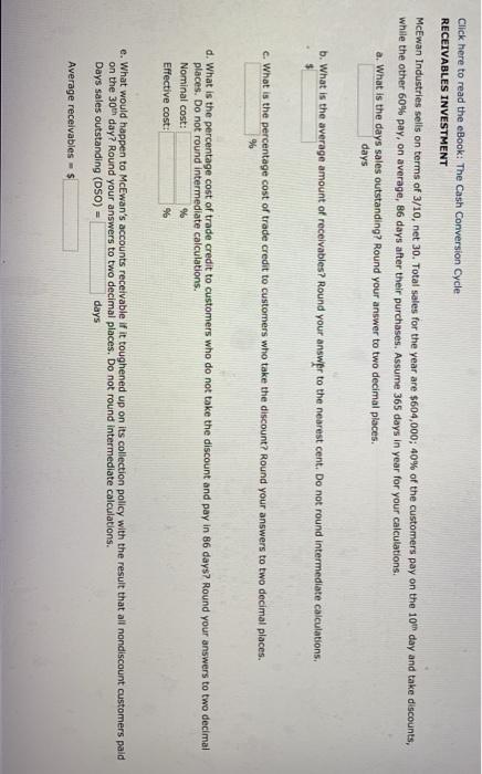  Click here to read the eBook: The Cash Conversion Cycle RECEIVABLES