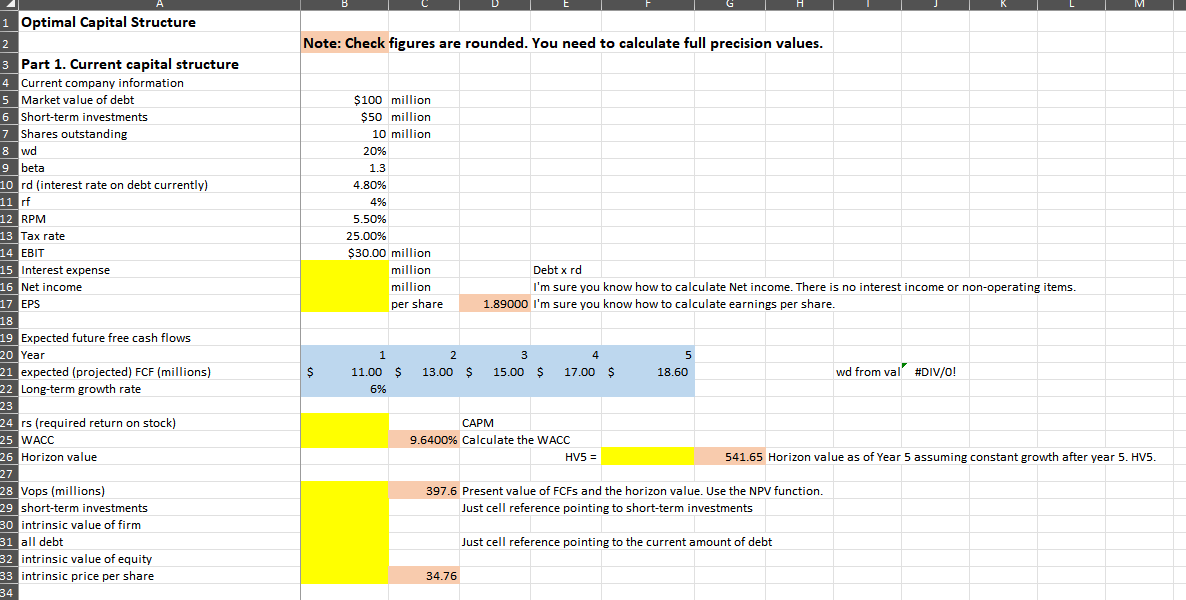 Tax rate Interest expense Net income Expected future free cash flows Yea