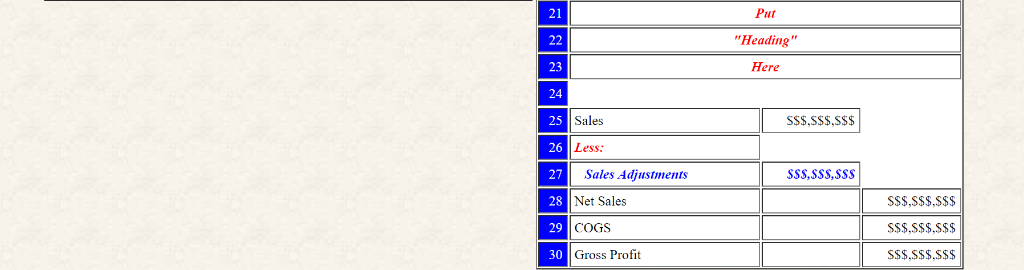 associated with the Income and Retained Earnings Statements. A spreadsheet is to