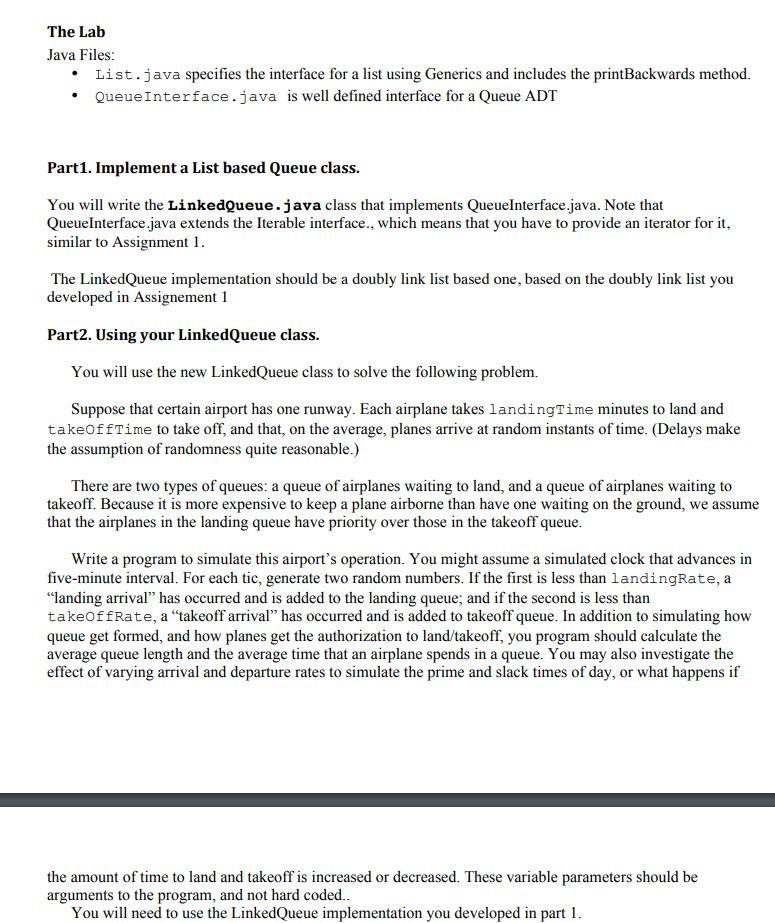 Part 1 files have also been provided below The Lab Java Files