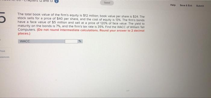  Help Save A Exit Submit 5 The total book value of