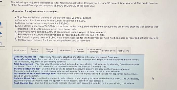 Please create: General journal, general ledger, trial balance, income statement, statement of