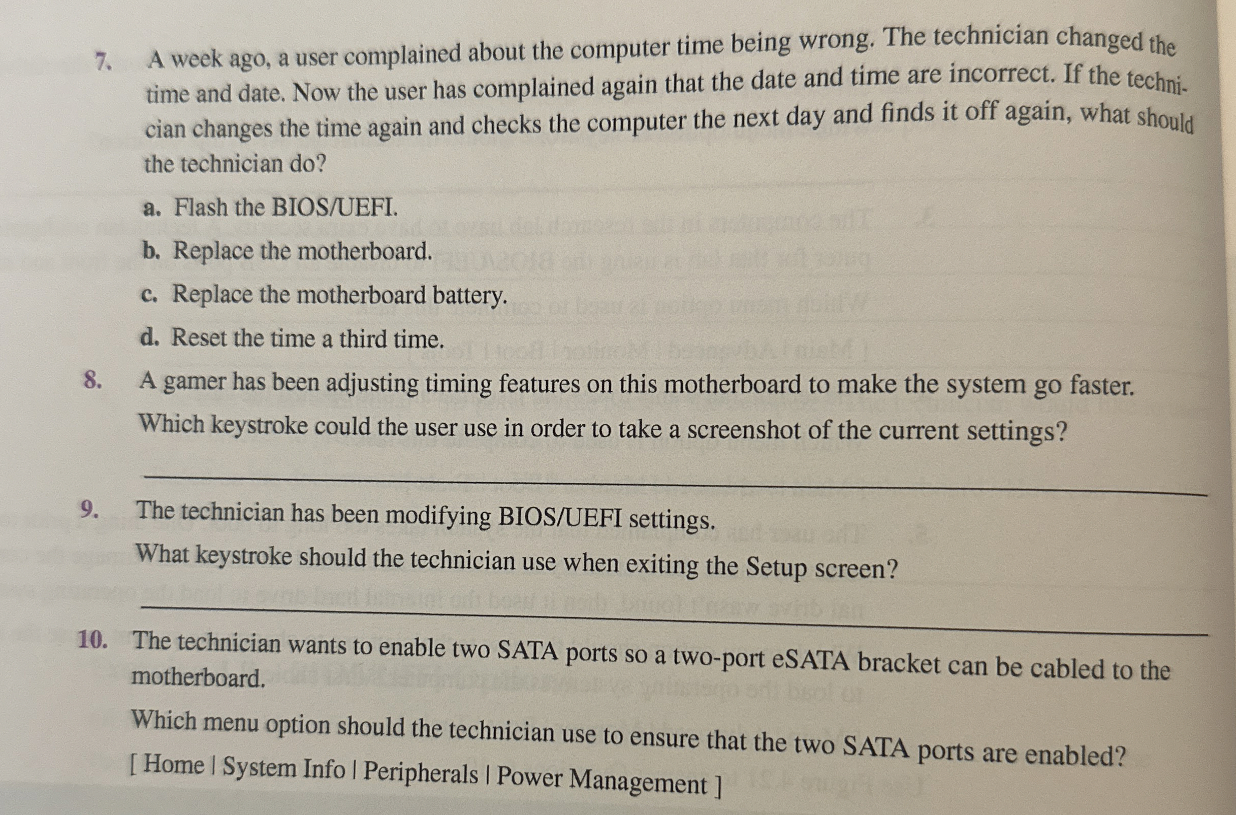  Exercise 4.2 BIOS/UEFI Options Objective: Use information found on the BIOS/UEFI