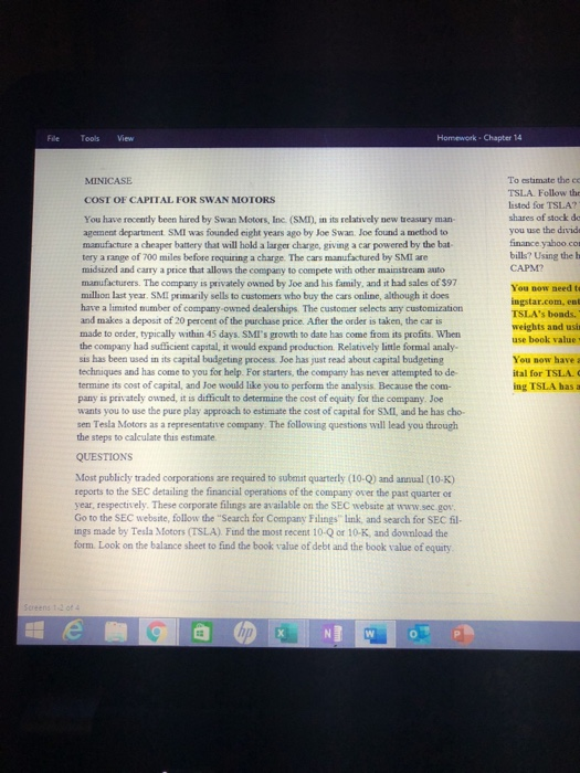 File Teols View Homework - Chapter 14 To b e the cost