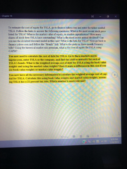 of equity for TSLA, to finance yahoo.com and t he ticket wybol