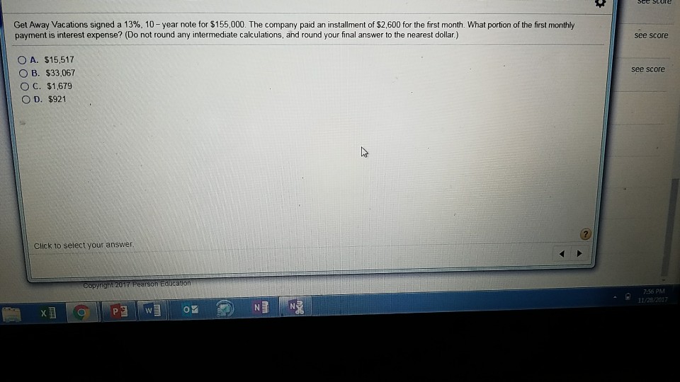  Get Away Vacations signed a 13%, 10-year note for $155,000 The