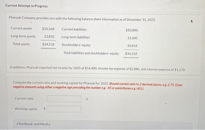 I truly appreciate the help! Current Attempt in Progress Pharoah Company provides