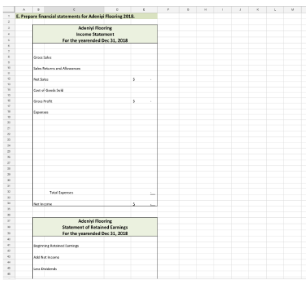 spreadsheet) Instructions: Complete afl tronsactions in the Excel template A Jounalize and