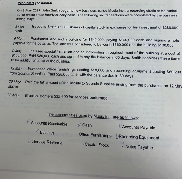  Problem 1 (17 points) On 2 May 2017, John Smith began