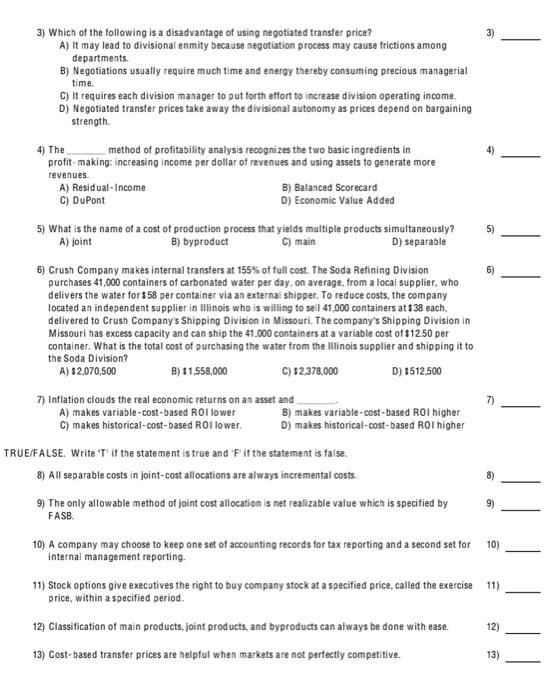 or answers the question. 1) An example of allocating joint costs using