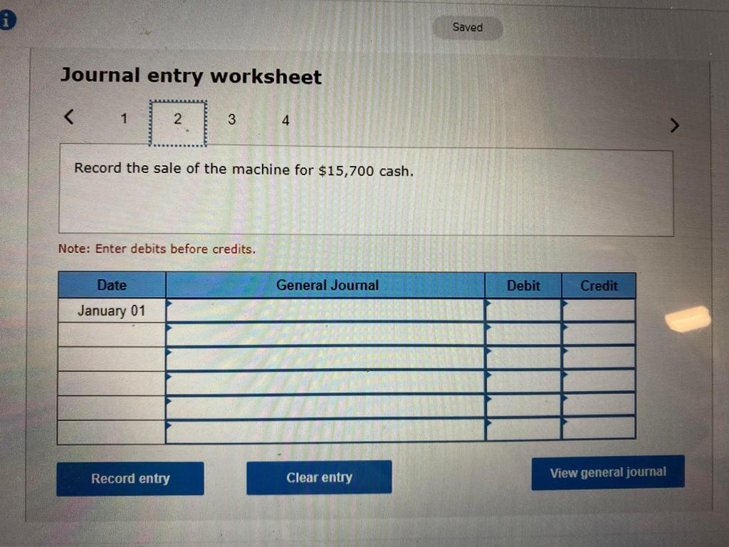 record the disposal of the machine on January 1 in each separate