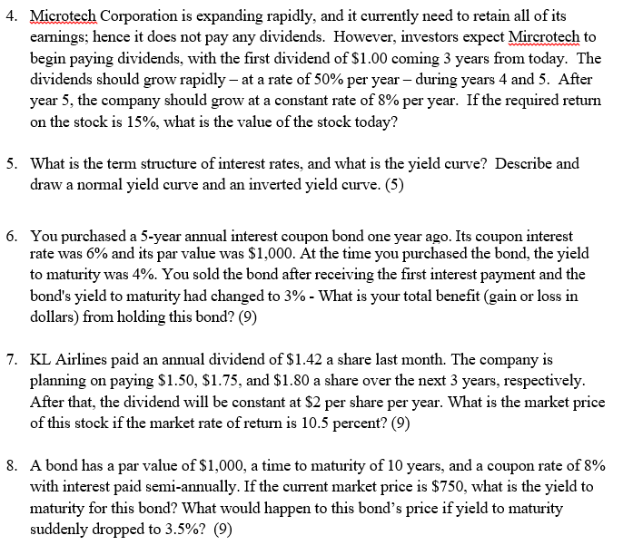 Please try and answer all questions with work Microtech Corporation is expanding